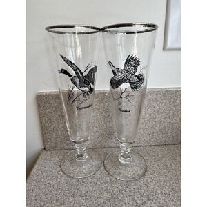 2 Vintage Federal GAME BIRD Wildlife Pilsner PLATINUM RIM Grouse & Canvasback